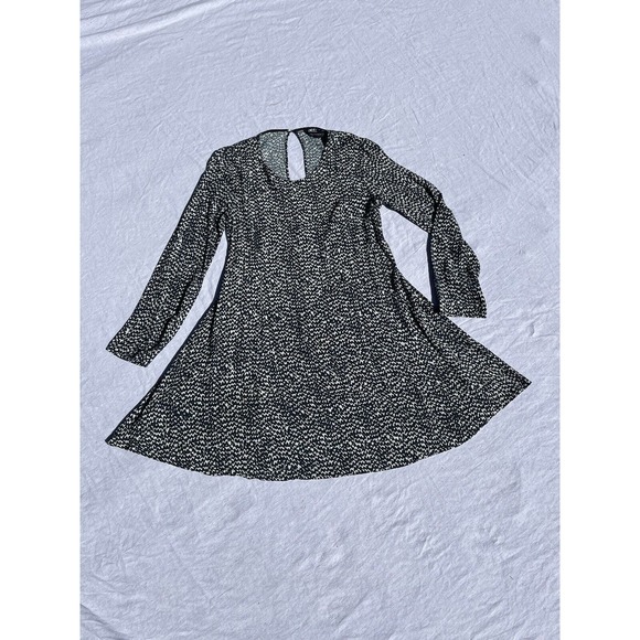 Zara Womens Size S Swing Shift Dress Blue White Long Sleeve Geometric Print Mini - Picture 12 of 15